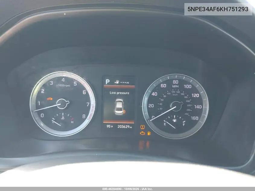 2019 HYUNDAI SONATA VIN 5NPE34AF6KH751293 — фото 7
