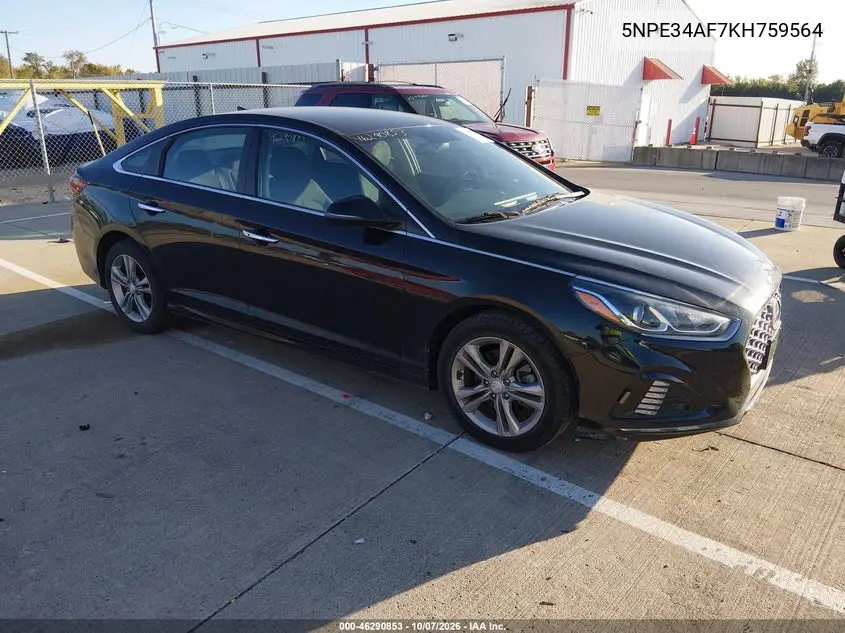HYUNDAI SONATA 2019, VIN 5NPE34AF7KH759564