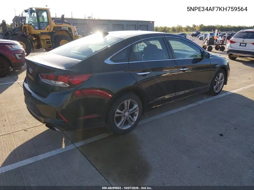 2019 HYUNDAI SONATA VIN 5NPE34AF7KH759564 — фото 4