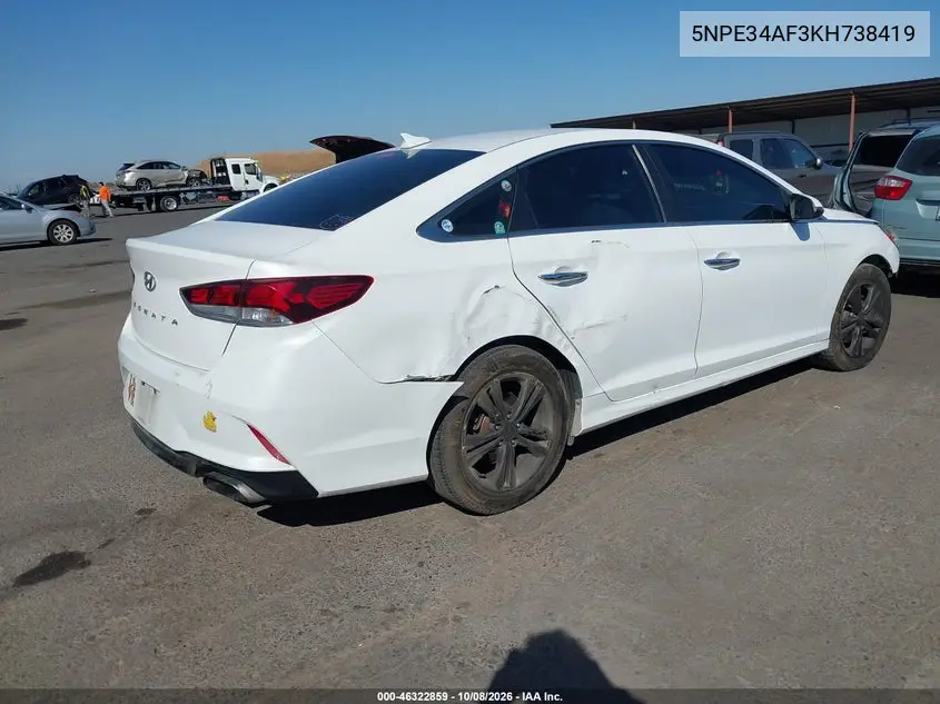 2019 HYUNDAI SONATA VIN 5NPE34AF3KH738419 — фото 4