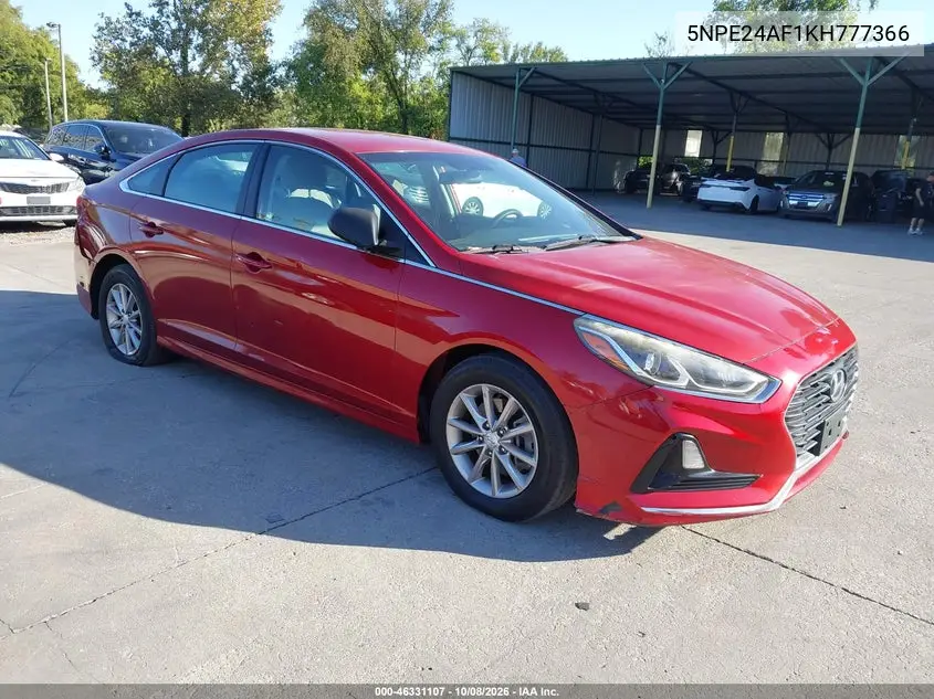 HYUNDAI SONATA 2019, VIN 5NPE24AF1KH777366