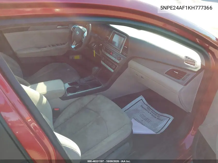 2019 HYUNDAI SONATA VIN 5NPE24AF1KH777366 — фото 5