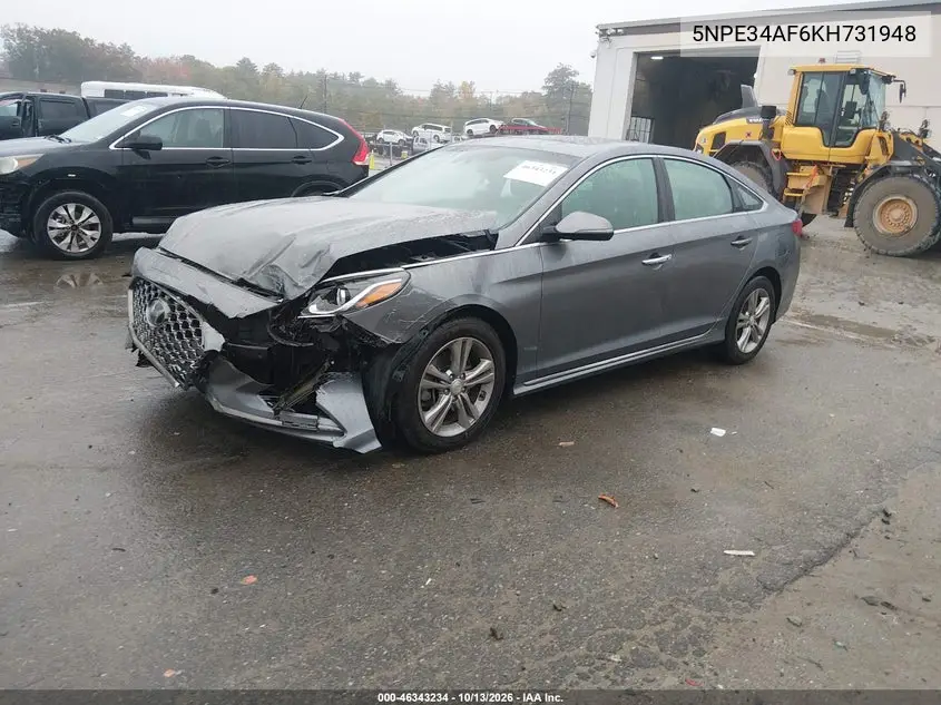 2019 HYUNDAI SONATA VIN 5NPE34AF6KH731948 — фото 2