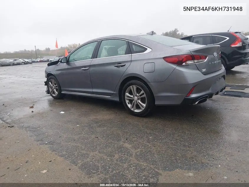 2019 HYUNDAI SONATA VIN 5NPE34AF6KH731948 — фото 3