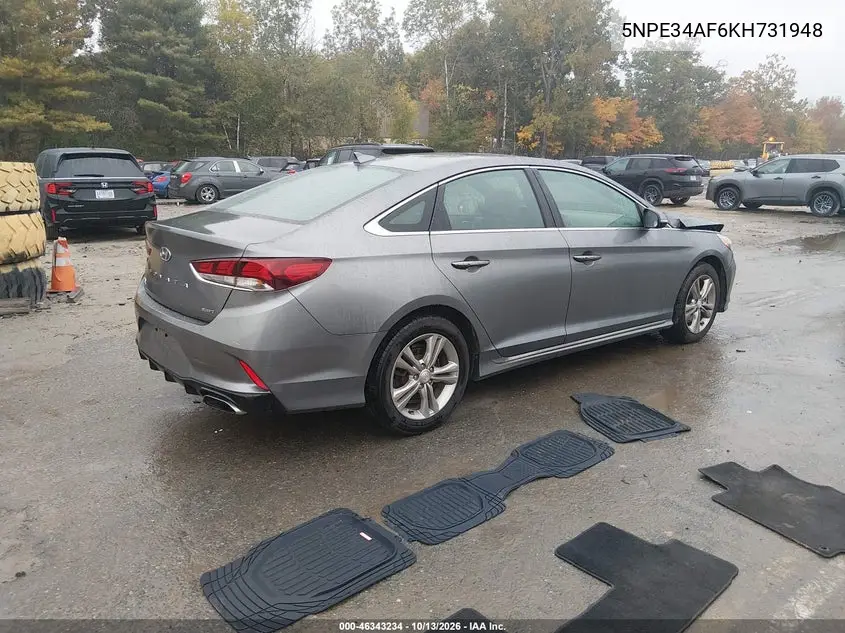 2019 HYUNDAI SONATA VIN 5NPE34AF6KH731948 — фото 4