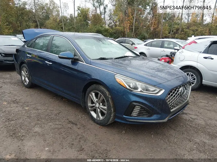 HYUNDAI SONATA 2019, VIN 5NPE34AF6KH796945