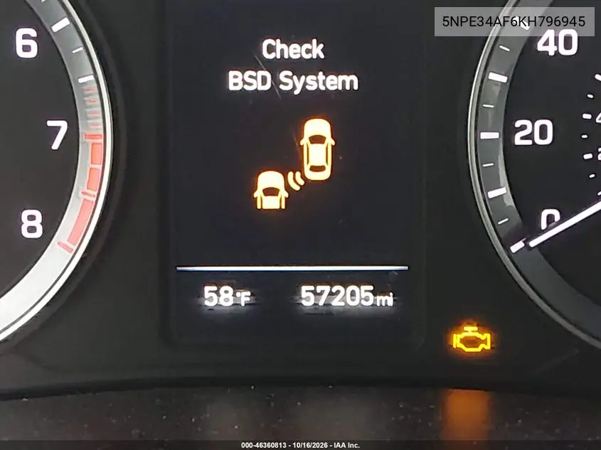 2019 HYUNDAI SONATA VIN 5NPE34AF6KH796945 — фото 15