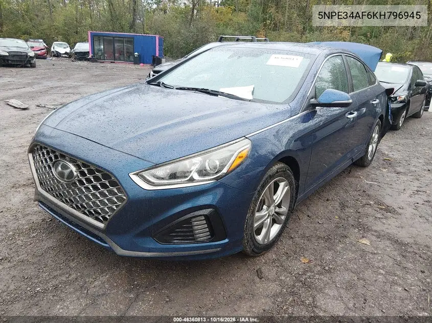 2019 HYUNDAI SONATA VIN 5NPE34AF6KH796945 — фото 2