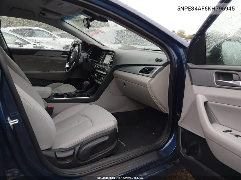 2019 HYUNDAI SONATA VIN 5NPE34AF6KH796945 — фото 5