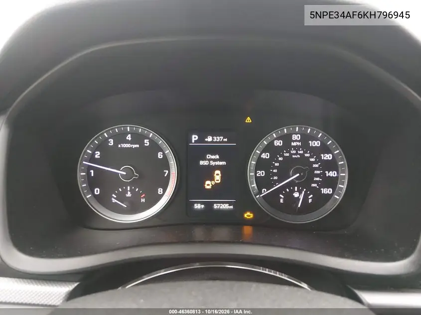 2019 HYUNDAI SONATA VIN 5NPE34AF6KH796945 — фото 7