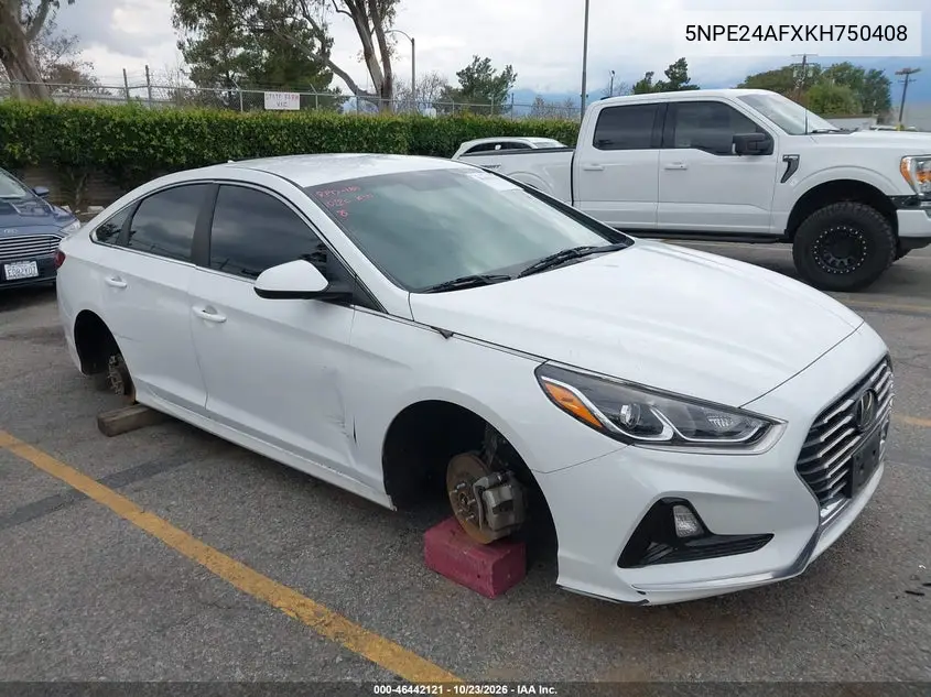 HYUNDAI SONATA 2019, VIN 5NPE24AFXKH750408