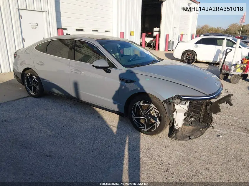 HYUNDAI SONATA 2024, VIN KMHL14JA2RA351018