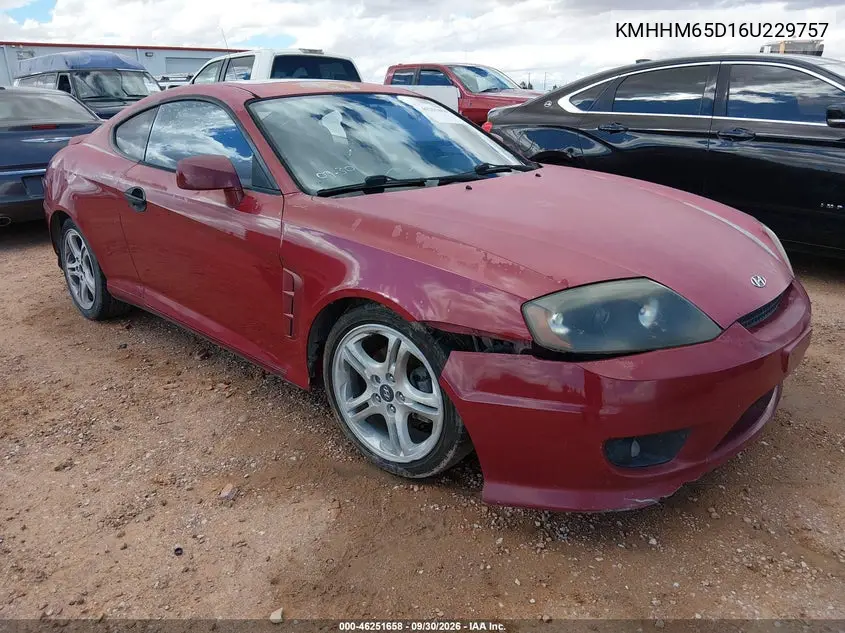 HYUNDAI TIBURON 2006, VIN KMHHM65D16U229757