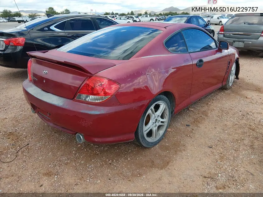 2006 HYUNDAI TIBURON VIN KMHHM65D16U229757 — фото 4