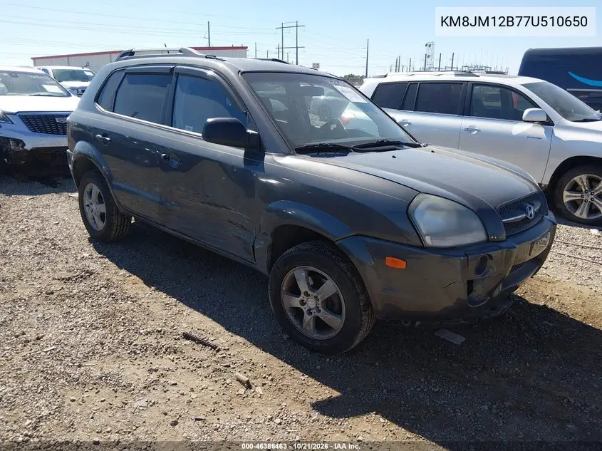 HYUNDAI TUCSON 2007, VIN KM8JM12B77U510650