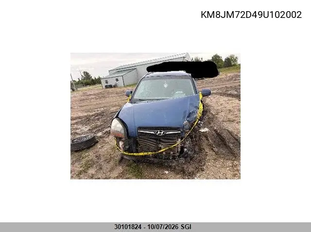 2009 HYUNDAI TUCSON VIN KM8JM72D49U102002 — фото 2