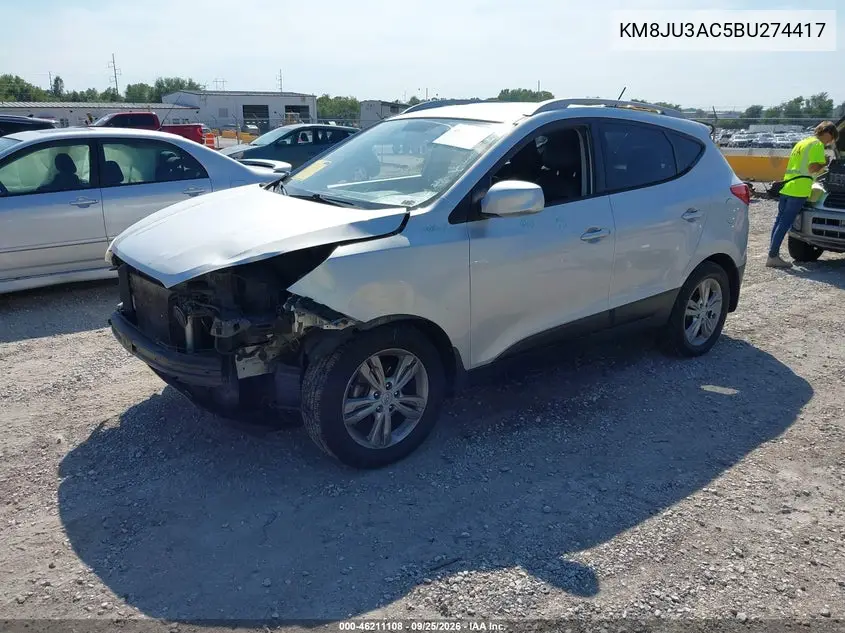 2011 HYUNDAI TUCSON VIN KM8JU3AC5BU274417 — фото 2