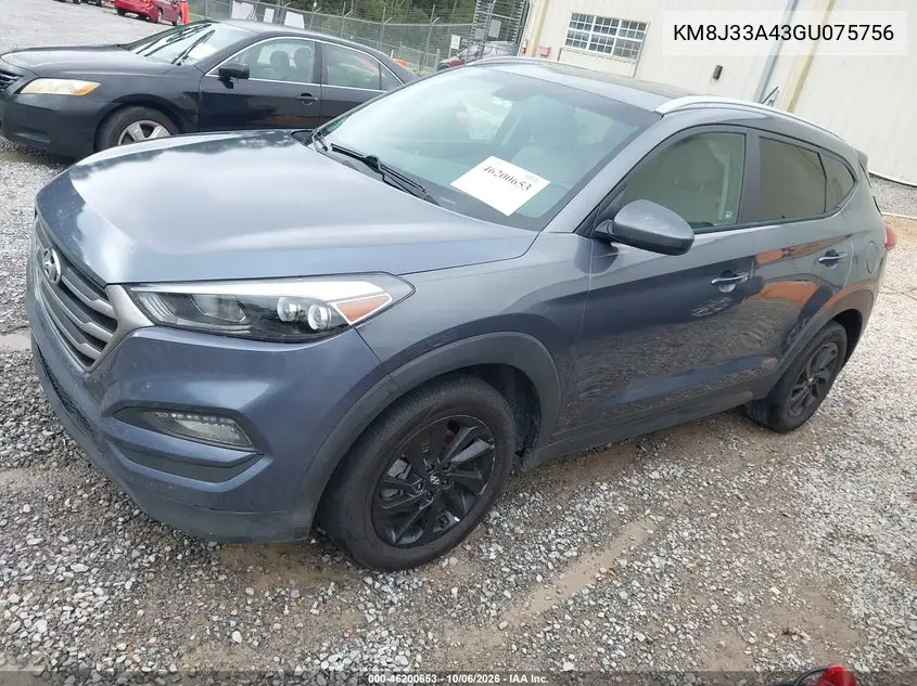 2016 HYUNDAI TUCSON VIN KM8J33A43GU075756 — фото 2