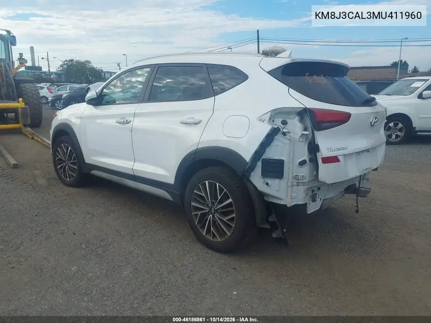 2021 HYUNDAI TUCSON VIN KM8J3CAL3MU411960 — фото 3