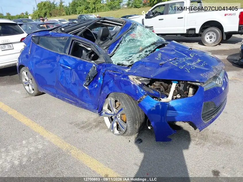 HYUNDAI VELOSTER 2012, VIN KMHTC6AD7CU041405