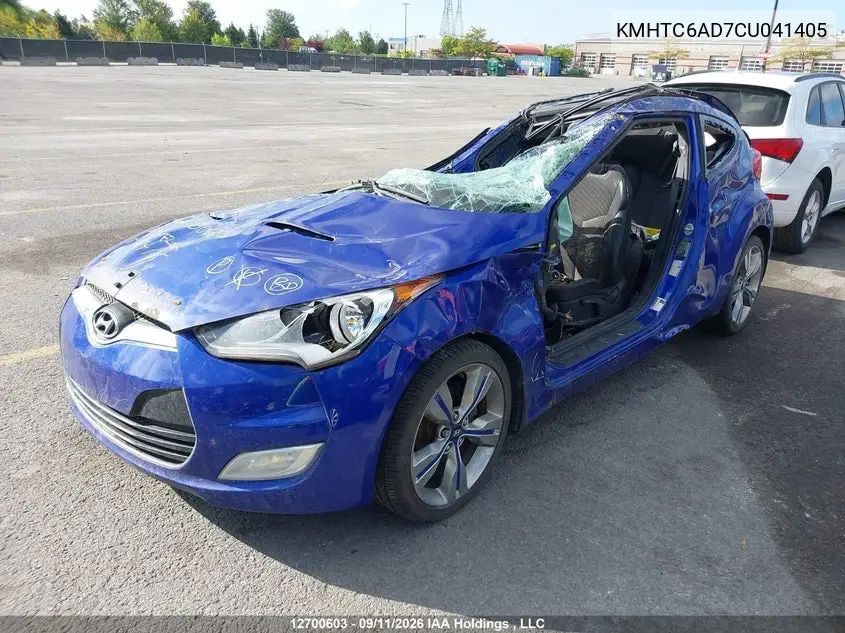 2012 HYUNDAI VELOSTER VIN KMHTC6AD7CU041405 — фото 2