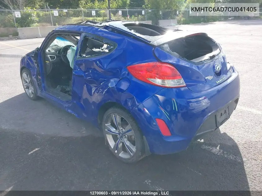 2012 HYUNDAI VELOSTER VIN KMHTC6AD7CU041405 — фото 3