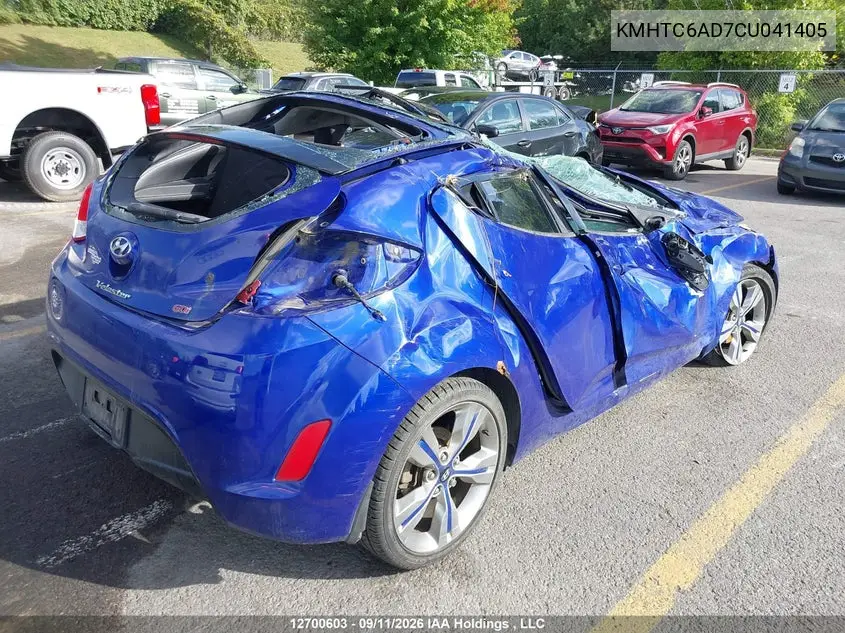 2012 HYUNDAI VELOSTER VIN KMHTC6AD7CU041405 — фото 4
