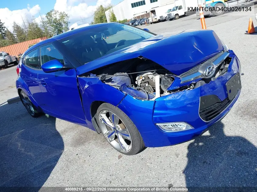 HYUNDAI VELOSTER 2012, VIN KMHTC6AD4CU026134