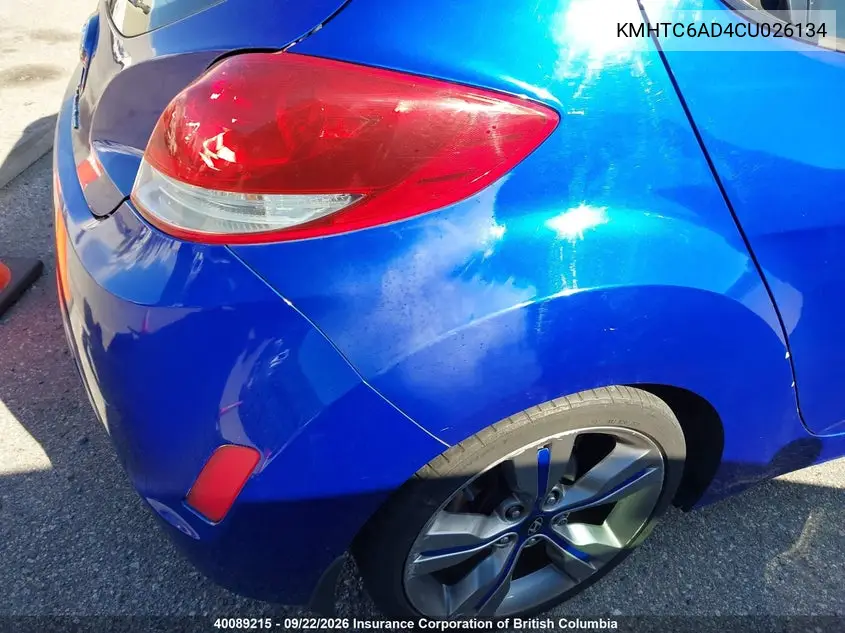 2012 HYUNDAI VELOSTER VIN KMHTC6AD4CU026134 — фото 4