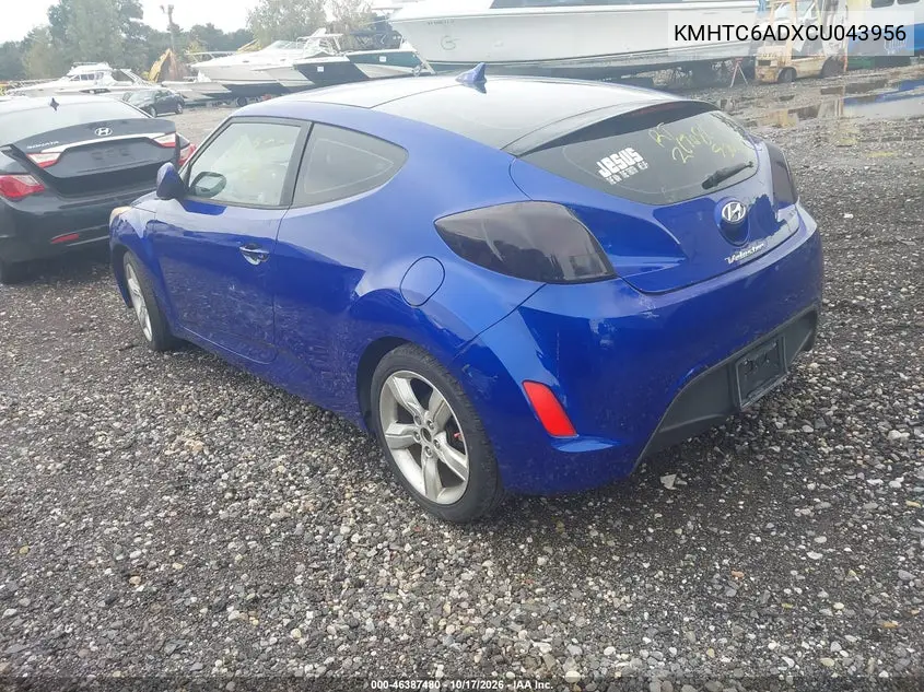 2012 HYUNDAI VELOSTER VIN KMHTC6ADXCU043956 — фото 3