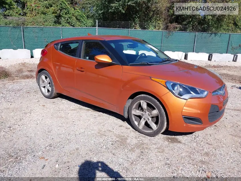 HYUNDAI VELOSTER 2012, VIN KMHTC6AD5CU024926
