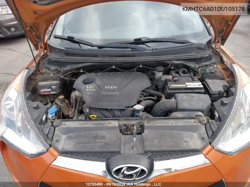 2013 HYUNDAI VELOSTER VIN KMHTC6AD1DU105178 — фото 10