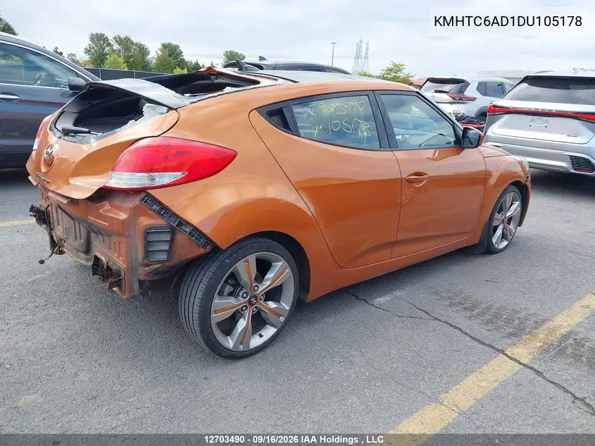 2013 HYUNDAI VELOSTER VIN KMHTC6AD1DU105178 — фото 4