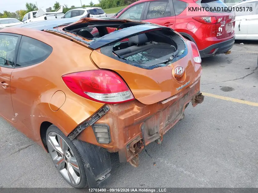 2013 HYUNDAI VELOSTER VIN KMHTC6AD1DU105178 — фото 6