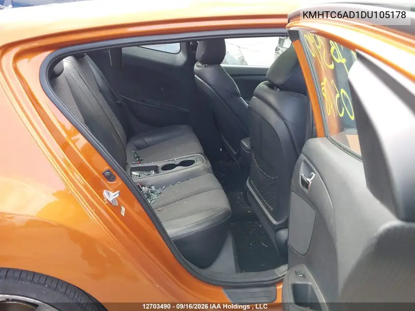 2013 HYUNDAI VELOSTER VIN KMHTC6AD1DU105178 — фото 8