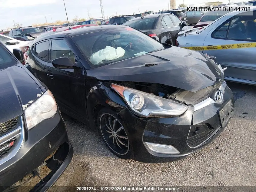 HYUNDAI VELOSTER 2013, VIN KMHTC6AD1DU144708