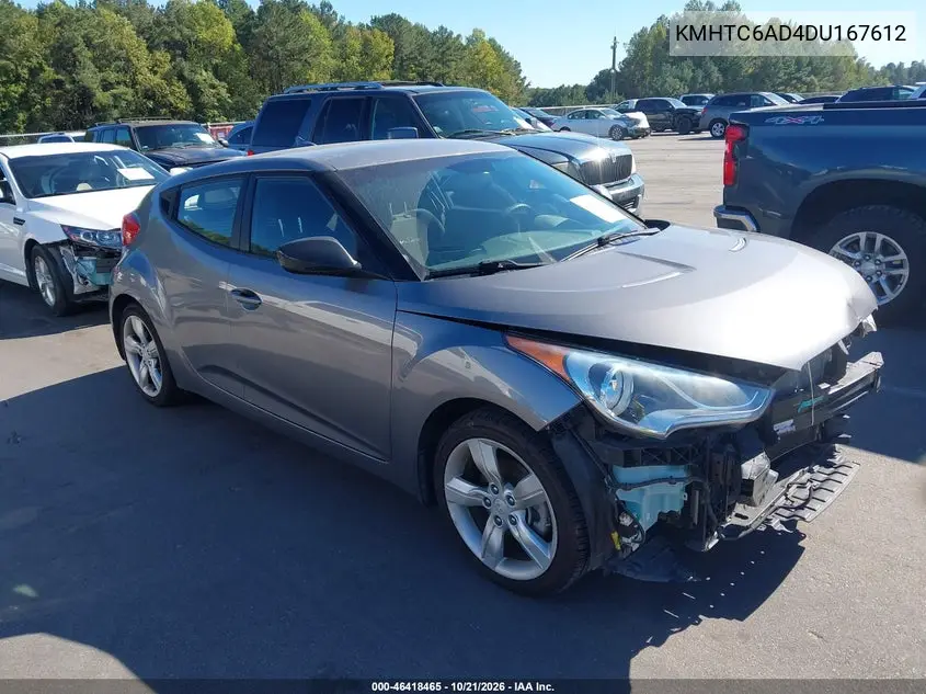 HYUNDAI VELOSTER 2013, VIN KMHTC6AD4DU167612