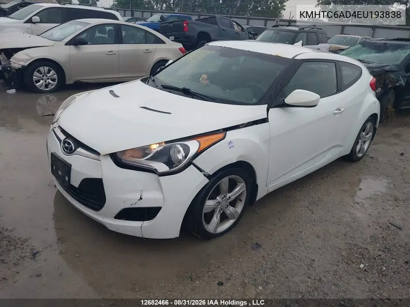 2014 HYUNDAI VELOSTER VIN KMHTC6AD4EU193838 — фото 2