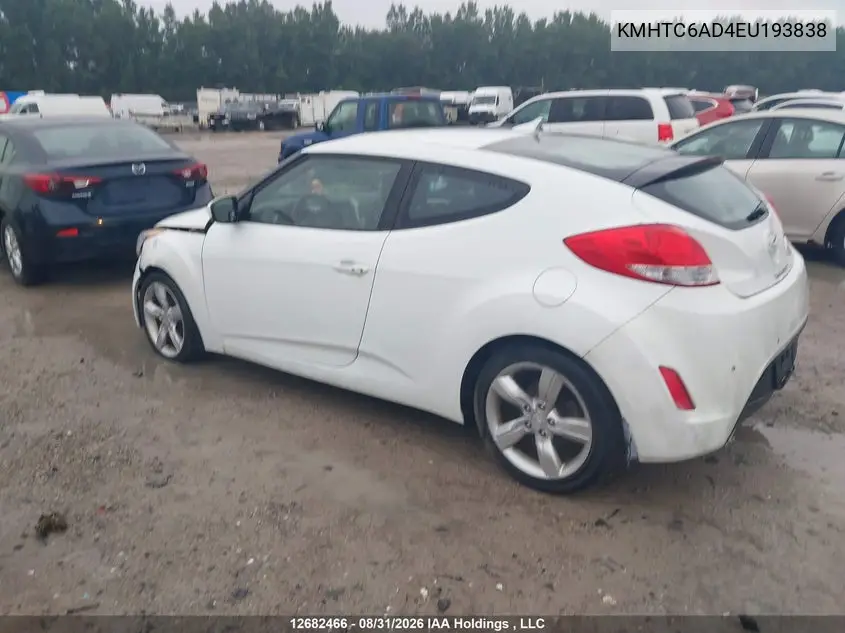 2014 HYUNDAI VELOSTER VIN KMHTC6AD4EU193838 — фото 3