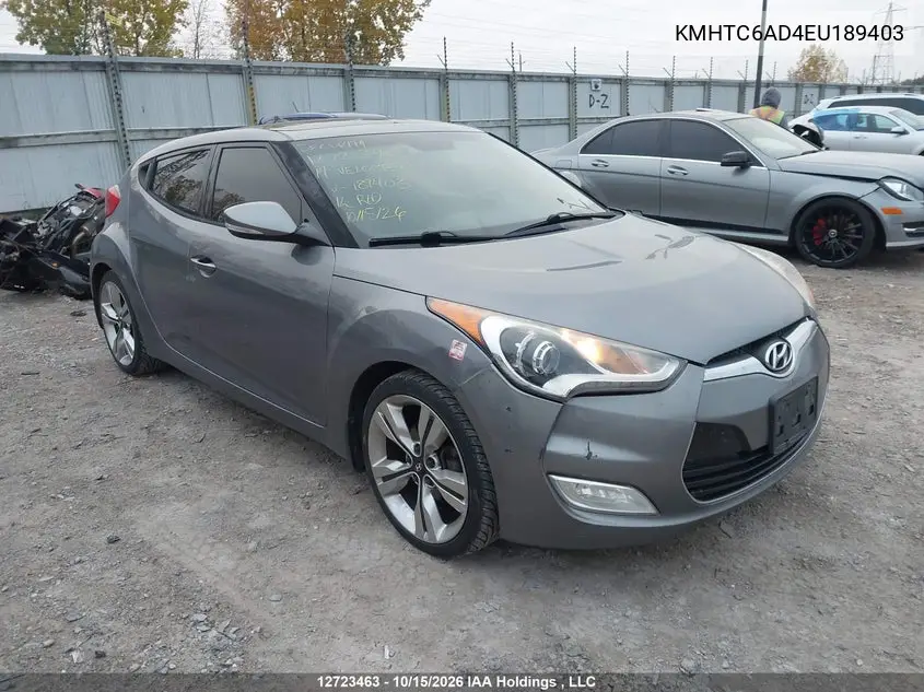 HYUNDAI VELOSTER 2014, VIN KMHTC6AD4EU189403