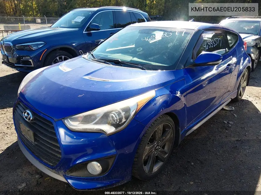 2014 HYUNDAI VELOSTER VIN KMHTC6AE0EU205833 — фото 2