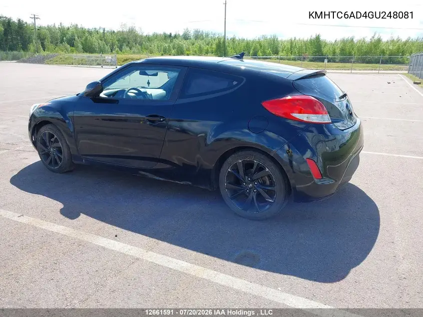 2016 HYUNDAI VELOSTER VIN KMHTC6AD4GU248081 — фото 3