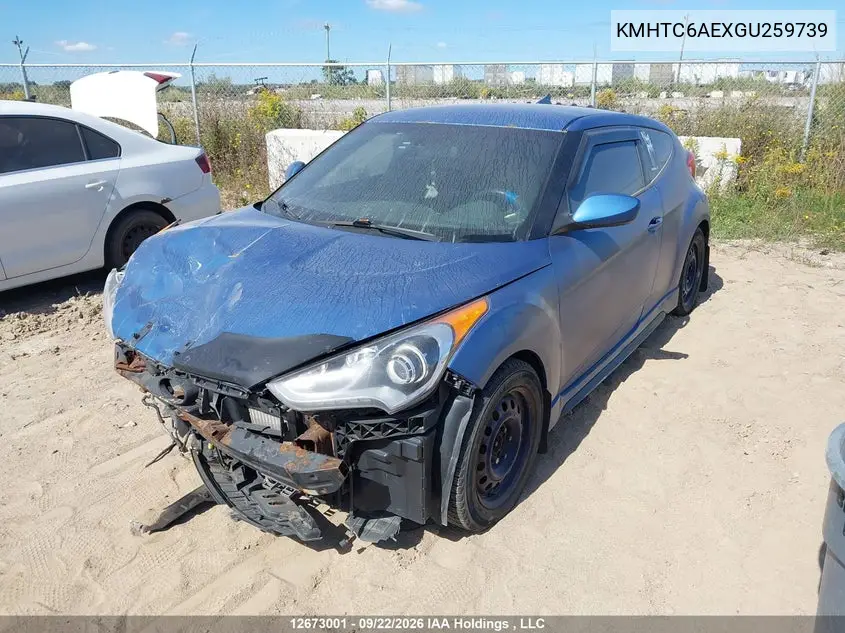 2016 HYUNDAI VELOSTER VIN KMHTC6AEXGU259739 — фото 2