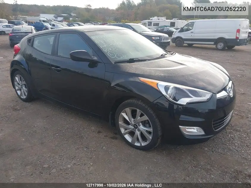 HYUNDAI VELOSTER 2016, VIN KMHTC6AD7GU262220