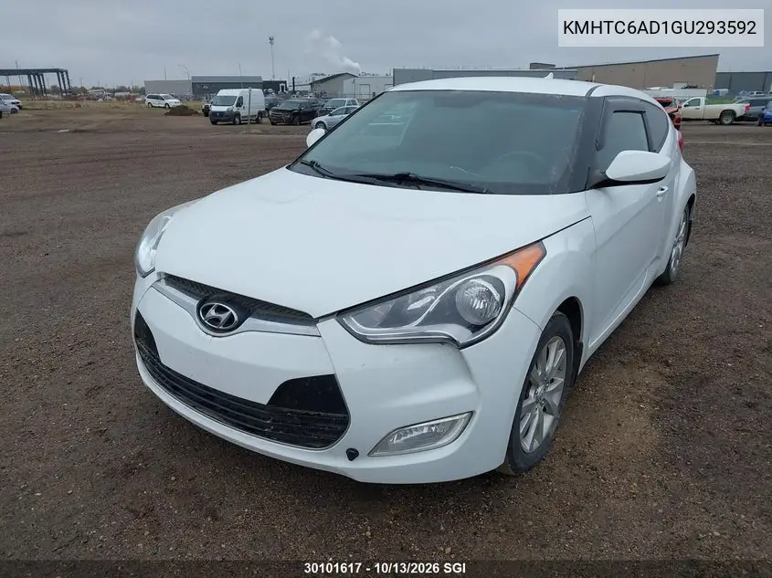 2016 HYUNDAI VELOSTER VIN KMHTC6AD1GU293592 — фото 2