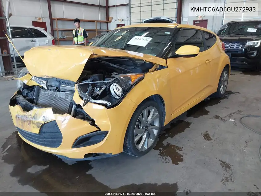 2016 HYUNDAI VELOSTER VIN KMHTC6AD6GU272933 — фото 2