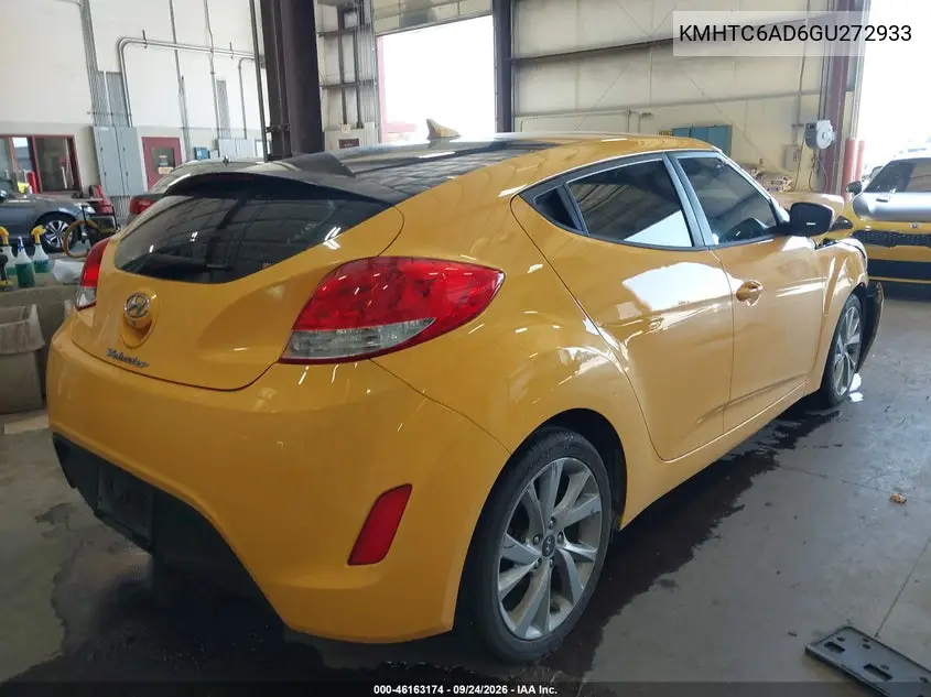 2016 HYUNDAI VELOSTER VIN KMHTC6AD6GU272933 — фото 4
