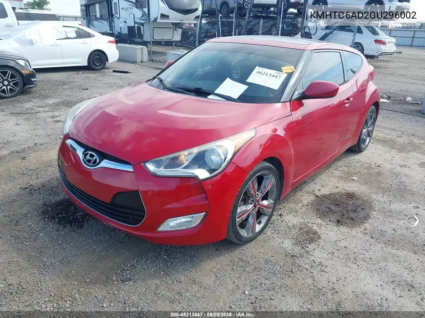 2016 HYUNDAI VELOSTER VIN KMHTC6AD2GU296002 — фото 2