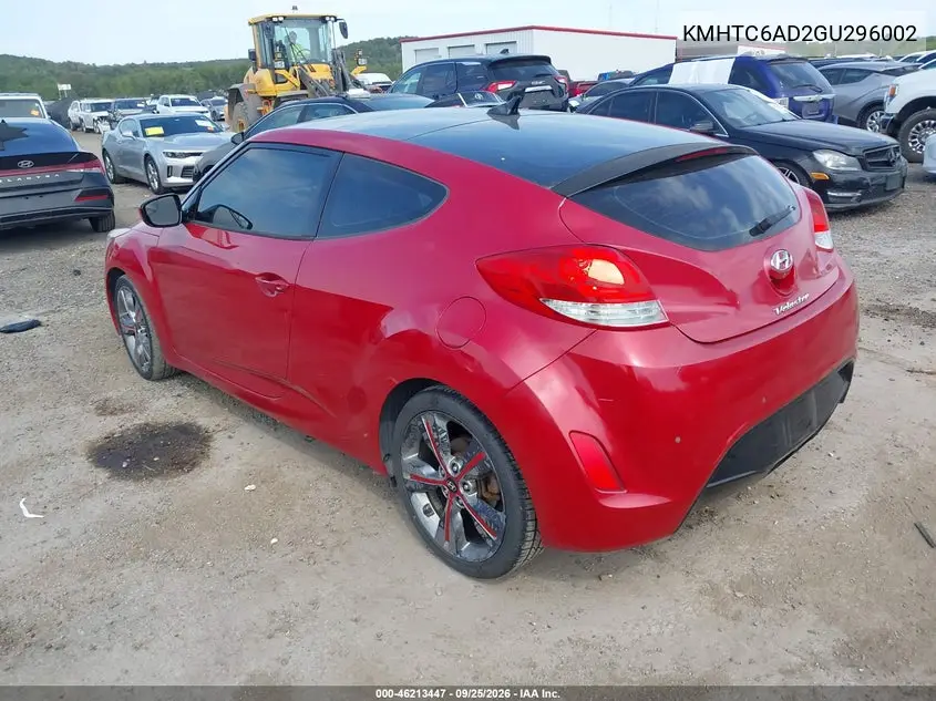 2016 HYUNDAI VELOSTER VIN KMHTC6AD2GU296002 — фото 3