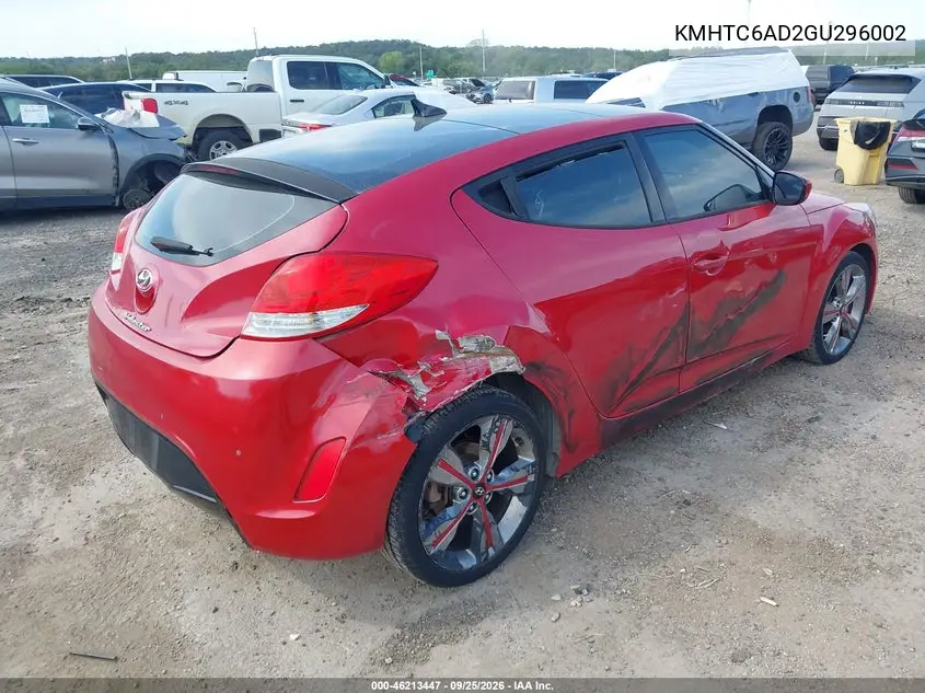 2016 HYUNDAI VELOSTER VIN KMHTC6AD2GU296002 — фото 4